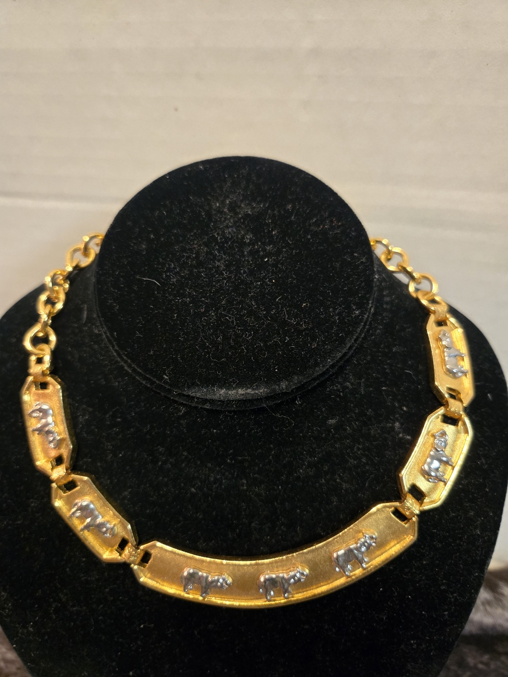Vintage Gold-Tone Elephant Link Necklace